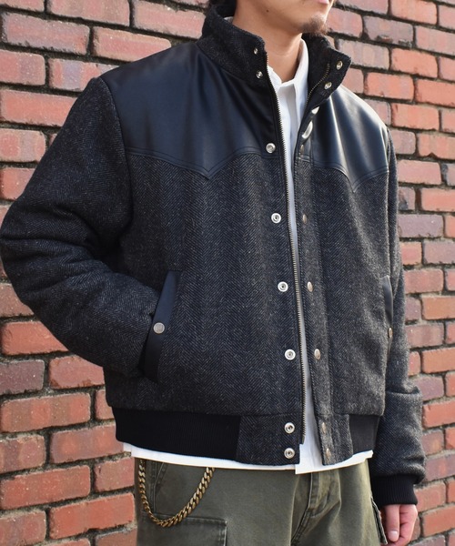 Noen（ノエン）の「レザーヨーク中綿ツイードジャケット（ダウン