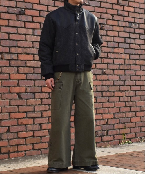 レザーヨーク中綿ツイードジャケット（ダウンジャケット/コート