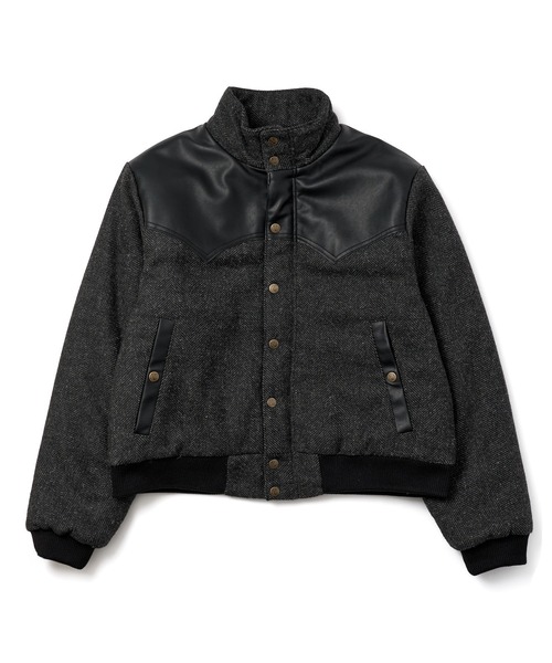 Noen レザーヨーク中綿ツイードジャケット レザーヨーク中綿ツイードジャケット（ダウンジャケット/コート