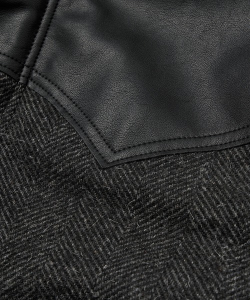 レザーヨーク中綿ツイードジャケット（ダウンジャケット/コート