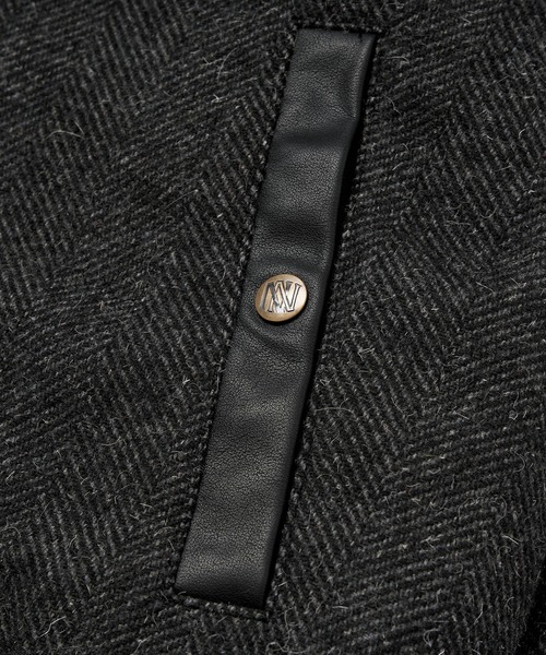 レザーヨーク中綿ツイードジャケット（ダウンジャケット/コート