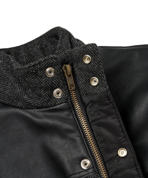 Noen（ノエン）の「レザーヨーク中綿ツイードジャケット（ダウンジャケット/コート・メンズ・ブラウン/ブラック・LARGE/MEDIUM）」の11枚目の写真