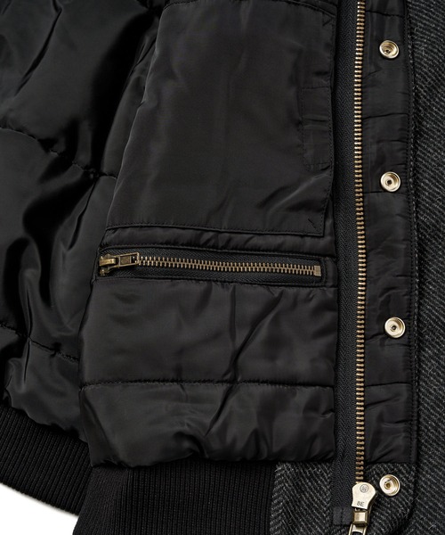 レザーヨーク中綿ツイードジャケット（ダウンジャケット/コート