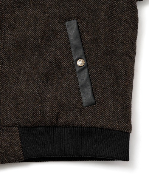 レザーヨーク中綿ツイードジャケット