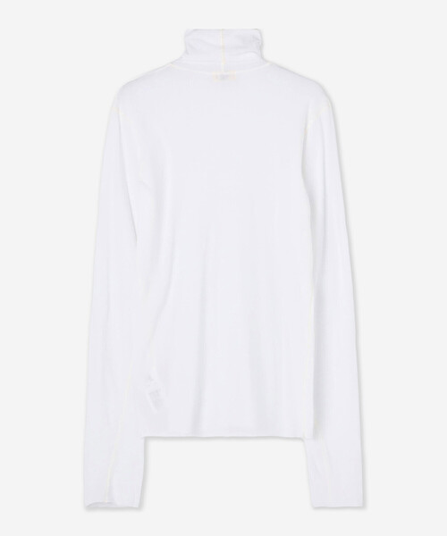 UNFIL（アンフィル）の「UNFIL | コットンシアージャージー ハイネック長袖Tシャツ WOMEN（Tシャツ/カットソー・レディース・オフホワイト/ダークブラウン/ピンク・1）」の4枚目の写真