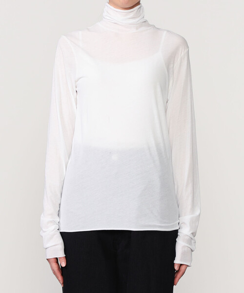 UNFIL（アンフィル）の「UNFIL | コットンシアージャージー ハイネック長袖Tシャツ WOMEN（Tシャツ/カットソー・レディース・オフホワイト/ダークブラウン/ピンク・1）」の16枚目の写真