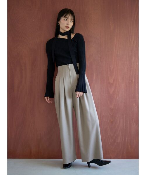 ボウタイアシンメトリーネックニットプルオーバー（ニット/セーター