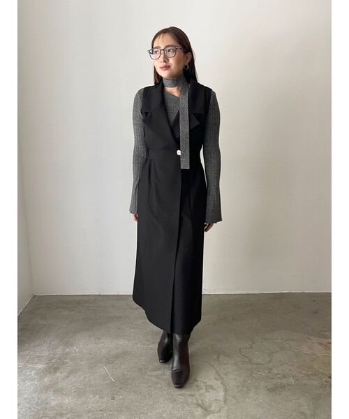 ボウタイアシンメトリーネックニットプルオーバー（ニット/セーター