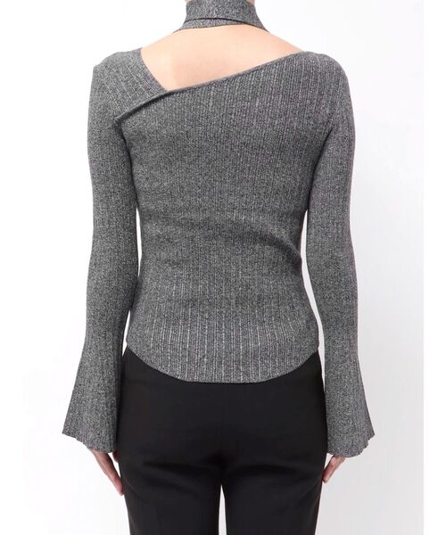 ボウタイアシンメトリーネックニットプルオーバー（ニット/セーター