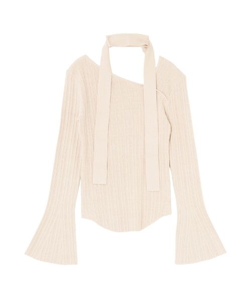 LAGUNAMOON（ラグナムーン）の「ボウタイアシンメトリーネックニットプルオーバー（ニット/セーター・レディース・ブラック/グレー/ブルー/ベージュ/ブラウン・FREE）」の19枚目の写真