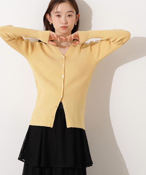 N.（N. Natural Beauty Basic）（エヌエヌナチュラルビューティーベーシック）の「Vネックリブカーディガン（カーディガン/ボレロ・レディース・グリーン/イエロー/ネイビー・MEDIUM）」の5枚目の写真