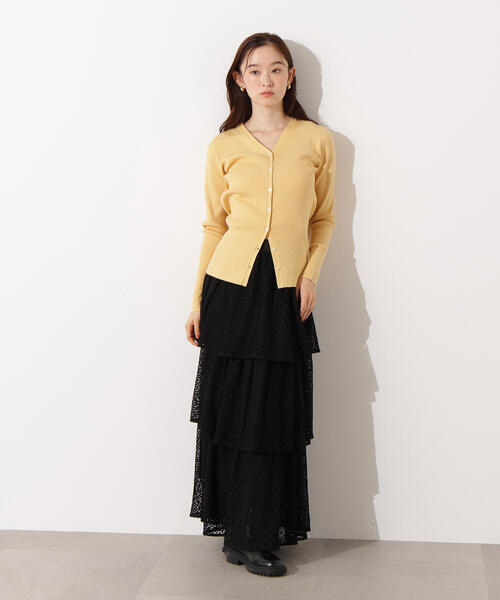 N.（N. Natural Beauty Basic）（エヌエヌナチュラルビューティーベーシック）の「Vネックリブカーディガン（カーディガン/ボレロ・レディース・グリーン/イエロー/ネイビー・MEDIUM）」の6枚目の写真