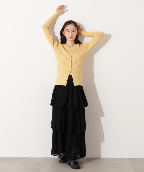 N.（N. Natural Beauty Basic）（エヌエヌナチュラルビューティーベーシック）の「Vネックリブカーディガン（カーディガン/ボレロ・レディース・グリーン/イエロー/ネイビー・MEDIUM）」の7枚目の写真