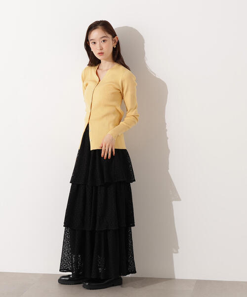 N.（N. Natural Beauty Basic）（エヌエヌナチュラルビューティーベーシック）の「Vネックリブカーディガン（カーディガン/ボレロ・レディース・グリーン/イエロー/ネイビー・MEDIUM）」の9枚目の写真