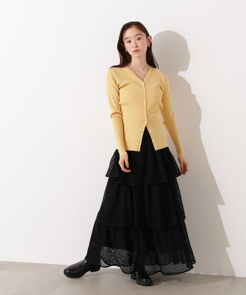 N.（N. Natural Beauty Basic）（エヌエヌナチュラルビューティーベーシック）の「Vネックリブカーディガン（カーディガン/ボレロ・レディース・グリーン/イエロー/ネイビー・MEDIUM）」の11枚目の写真