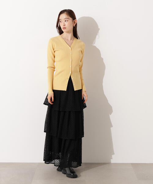 N.（N. Natural Beauty Basic）（エヌエヌナチュラルビューティーベーシック）の「Vネックリブカーディガン（カーディガン/ボレロ・レディース・グリーン/イエロー/ネイビー・MEDIUM）」の13枚目の写真