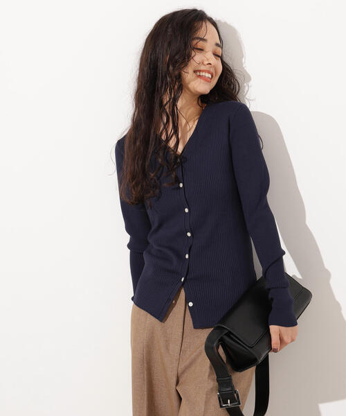 N.（N. Natural Beauty Basic）（エヌエヌナチュラルビューティーベーシック）の「Vネックリブカーディガン（カーディガン/ボレロ・レディース・グリーン/イエロー/ネイビー・MEDIUM）」の19枚目の写真