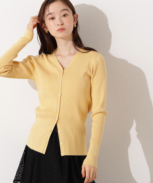 N.（N. Natural Beauty Basic）（エヌエヌナチュラルビューティーベーシック）の「Vネックリブカーディガン（カーディガン/ボレロ・レディース・グリーン/イエロー/ネイビー・MEDIUM）」の3枚目の写真
