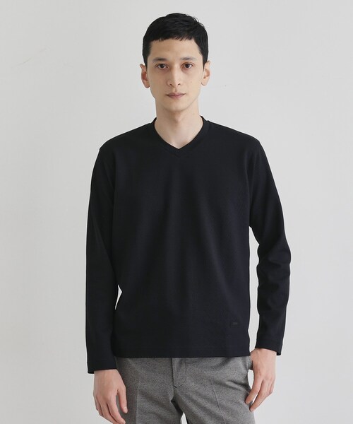 TAKEO KIKUCHI（タケオキクチ）の「【尾州織】ブリスタ Vネック カットソー（Tシャツ/カットソー・メンズ・ネイビー/ボルドー/ホワイト・01/02/03/04）」の3枚目の写真