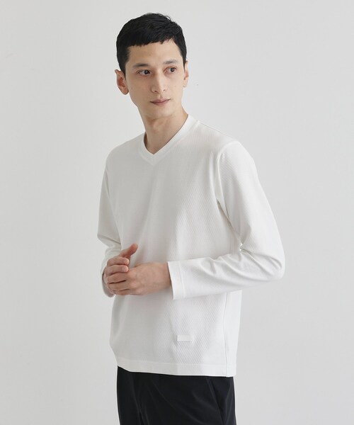 TAKEO KIKUCHI（タケオキクチ）の「【尾州織】ブリスタ Vネック カットソー（Tシャツ/カットソー・メンズ・ネイビー/ボルドー/ホワイト・01/02/03/04）」の12枚目の写真