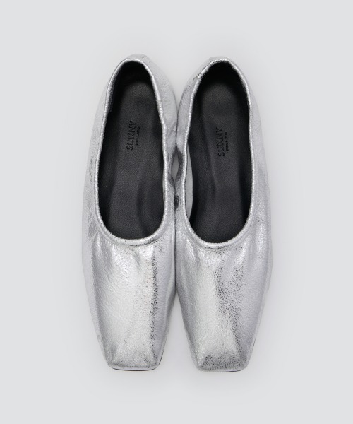 ESPIGA シュリンクメタリック フラットシューズ 1.0cm SILVER（バレエ