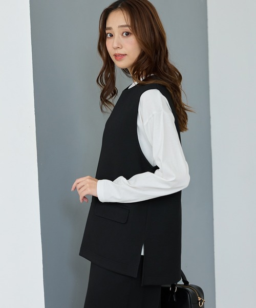Honeys(ハニーズ)の「Tシャツ付ベスト(ベスト・レディース・チャコール/ブラック/モカ・LL/L/S/M)」の7枚目の写真