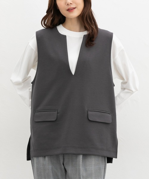 Honeys(ハニーズ)の「Tシャツ付ベスト(ベスト・レディース・チャコール/ブラック/モカ・LL/L/S/M)」の9枚目の写真