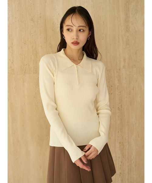 ハーフジップポロニットプルオーバー（ニット/セーター）｜SNIDEL