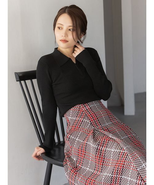 ハーフジップポロニットプルオーバー（ニット/セーター）｜SNIDEL