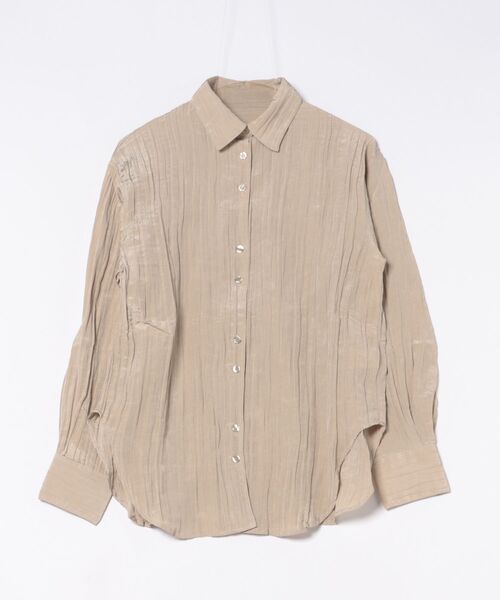 STYLEBLOCK（スタイルブロック）の「ワッシャーポプリンラウンドヘムシャツ（シャツ/ブラウス・レディース・ライトベージュ/オフホワイト/グレイッシュベージュ・M）」の3枚目の写真