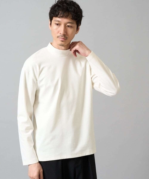 a.v.v（アーヴェヴェ）の「ポンチモックネックカットソー【イージーケア/毛玉になりにくい/速乾/洗濯機で洗える】（Tシャツ/カットソー・メンズ・ホワイト/ブラウン/ブラック/グレー・44/46/48/50/52）」の2枚目の写真