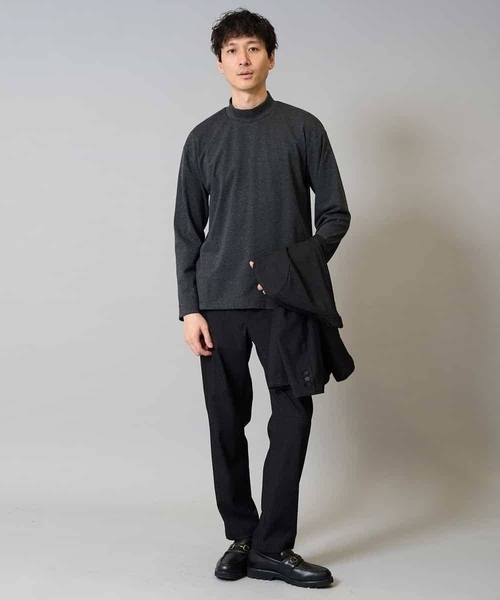 a.v.v（アーヴェヴェ）の「ポンチモックネックカットソー【イージーケア/毛玉になりにくい/速乾/洗濯機で洗える】（Tシャツ/カットソー・メンズ・ホワイト/ブラウン/ブラック/グレー・44/46/48/50/52）」の5枚目の写真