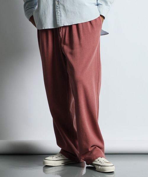 The DUFFER of ST.GEORGE（ザダファーオブセントジョージ）の「PIGMENT-DYE SWEAT WIDE PANTS：ピグメント加工 スウェットワイドパンツ バギーパンツ（スウェットパンツ・メンズ・ベージュ/チャコールグレー/ボルドー・X-LARGE/LARGE/MEDIUM/SMALL）」の17枚目の写真