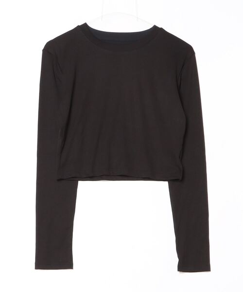 最終セール価格 theredthread ブラック クロップド丈 長袖トップス セール】クロップド 長袖 ロングTシャツ（Tシャツ/カットソー）｜Dream