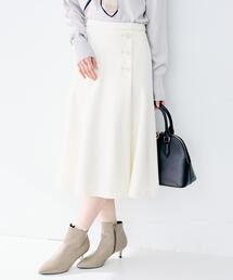 UNTITLED | 【ウール100%/後ろウエストゴム】ミルドスムースフレアスカート(スカート)