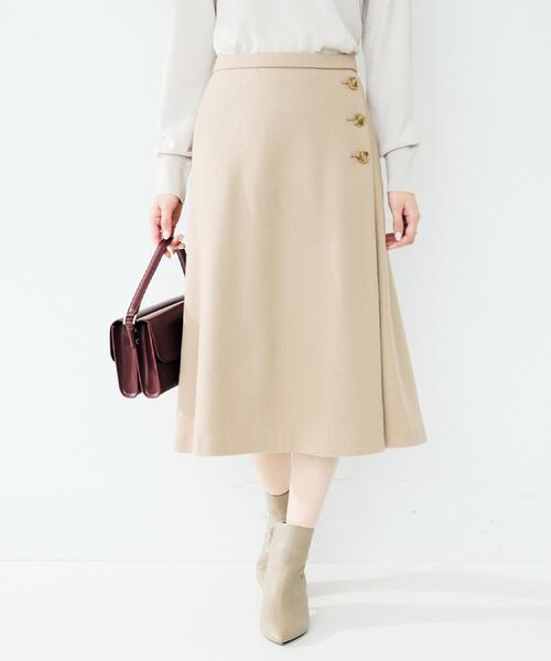 UNTITLED（アンタイトル）の「【ウール100%/後ろウエストゴム】ミルドスムースフレアスカート（スカート・レディース・ブラック/アイボリー/ネイビー/サンドベージュ・03/02/01/00/04/42/44/46/48/50）」の3枚目の写真