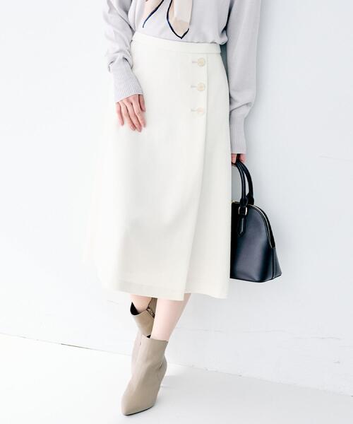 UNTITLED（アンタイトル）の「【ウール100%/後ろウエストゴム】ミルドスムースフレアスカート（スカート・レディース・ブラック/アイボリー/ネイビー/サンドベージュ・03/02/01/00/04/42/44/46/48/50）」の6枚目の写真