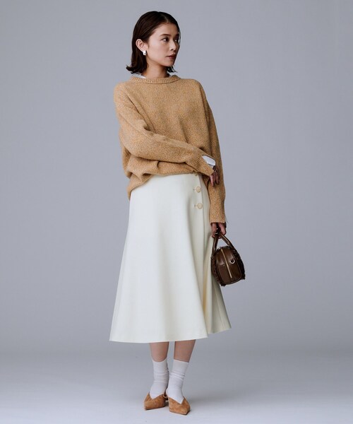 UNTITLED（アンタイトル）の「【ウール100%/後ろウエストゴム】ミルドスムースフレアスカート（スカート・レディース・ブラック/アイボリー/ネイビー/サンドベージュ・03/02/01/00/04/42/44/46/48/50）」の10枚目の写真