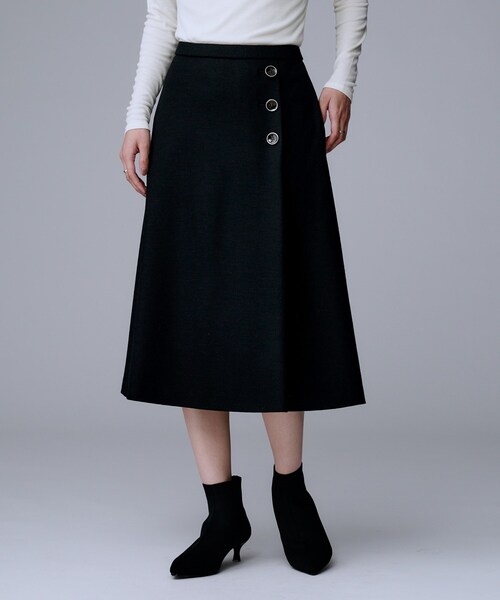 UNTITLED（アンタイトル）の「【ウール100%/後ろウエストゴム】ミルドスムースフレアスカート（スカート・レディース・ブラック/アイボリー/ネイビー/サンドベージュ・03/02/01/00/04/42/44/46/48/50）」の12枚目の写真