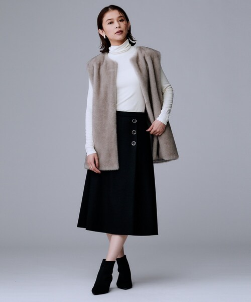 UNTITLED（アンタイトル）の「【ウール100%/後ろウエストゴム】ミルドスムースフレアスカート（スカート・レディース・ブラック/アイボリー/ネイビー/サンドベージュ・03/02/01/00/04/42/44/46/48/50）」の14枚目の写真