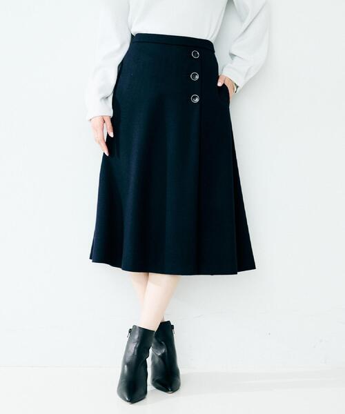 UNTITLED（アンタイトル）の「【ウール100%/後ろウエストゴム】ミルドスムースフレアスカート（スカート・レディース・ブラック/アイボリー/ネイビー/サンドベージュ・03/02/01/00/04/42/44/46/48/50）」の22枚目の写真