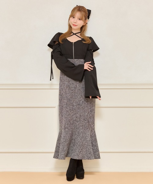 長袖フレアマーメイドワンピース（ワンピース）｜apres jour（アプレ