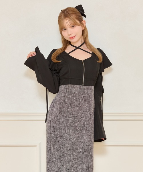 apres jour（アプレジュール）の「長袖フレアマーメイドワンピース（ワンピース・レディース・ブラック/ブラック系その他/ブラック系その他2・X-LARGE/フリー）」の5枚目の写真