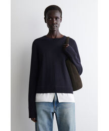 レイヤードメリノウールセーター