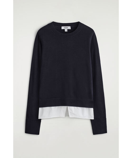 COS レイヤードメリノウールセーター ニット チャコール レイヤードメリノウールセーター（ニット/セーター）｜COS（コス）の