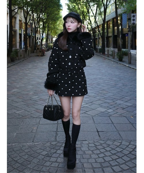 ドットツイードベルトミニスカート（スカート）｜Darich（ダーリッチ