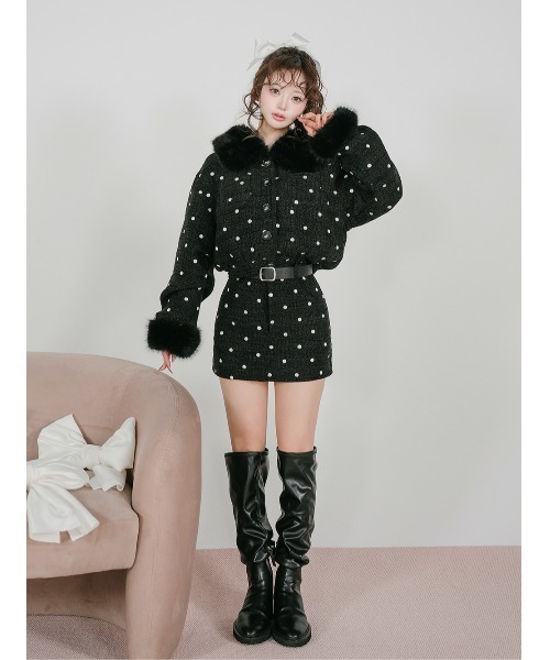 ダーリッチ　ドットツイードベルトミニスカート ドットツイードベルトミニスカート（スカート）｜Darich（ダーリッチ