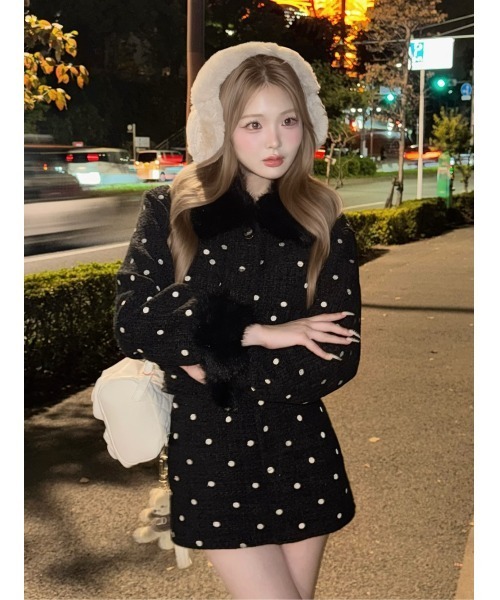 Darich ドットツイードベルトミニスカート ダーリッチ Darich ドットツイードベルトミニスカート （ブラック