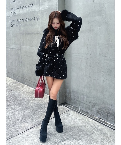 ドットツイードベルトミニスカート（スカート）｜Darich（ダーリッチ