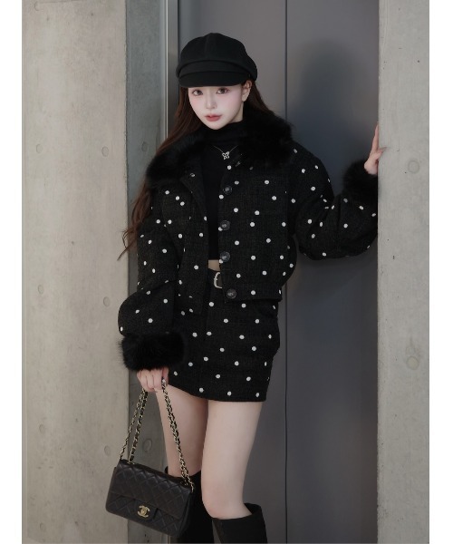 ドットツイードベルトミニスカート（スカート）｜Darich（ダーリッチ